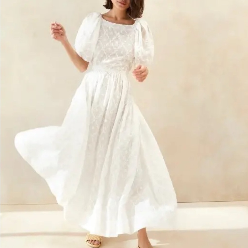 Loeffler Randall White Eyelet Midi Dress - Picture 4 of 6